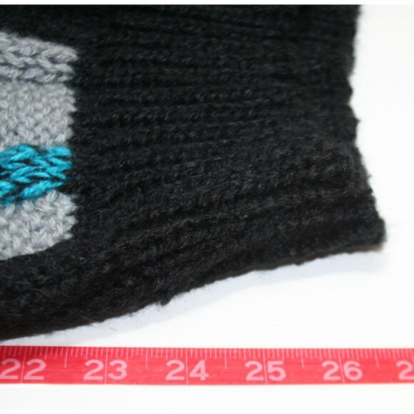 VTG Wayne Scott Black Abstract Pattern 3D Knit Acrylic Sweater Mens Medium 90s - Picture 7 of 8